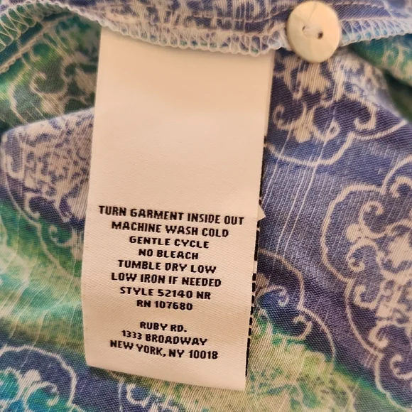 RUBY ROAD Blue and Green Blouse with Elegant Design NWT - Picture 9 of 10